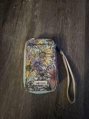 Sakroots Pastel Floral Wristlet with Mint Trim